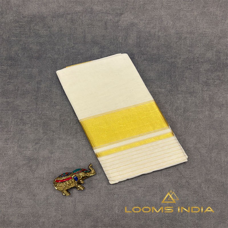 Balaramapuram Unakkupavu Pure Handloom Kasavu Saree – Classic Red Box Border Design