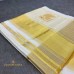 Balaramapuram Unakkupavu Handloom Cotton Saree – Yaanai Motif Golden Kasavu