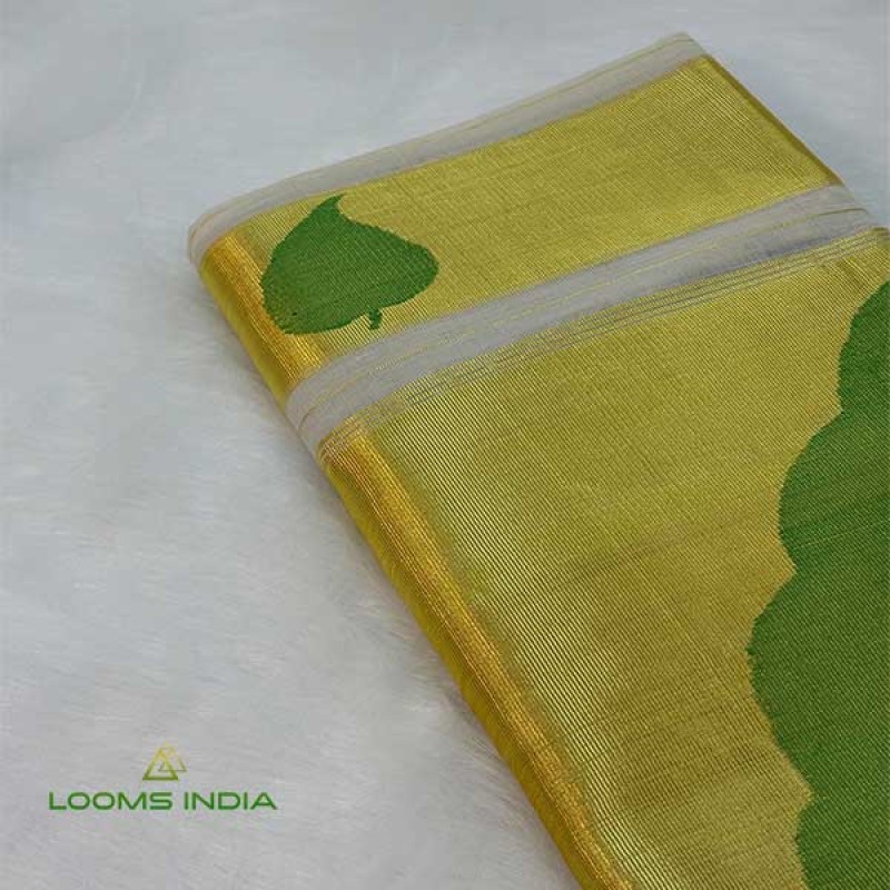 LOOMS INDIA SIGNATURE GREEN AALILA KASAVU SAREE