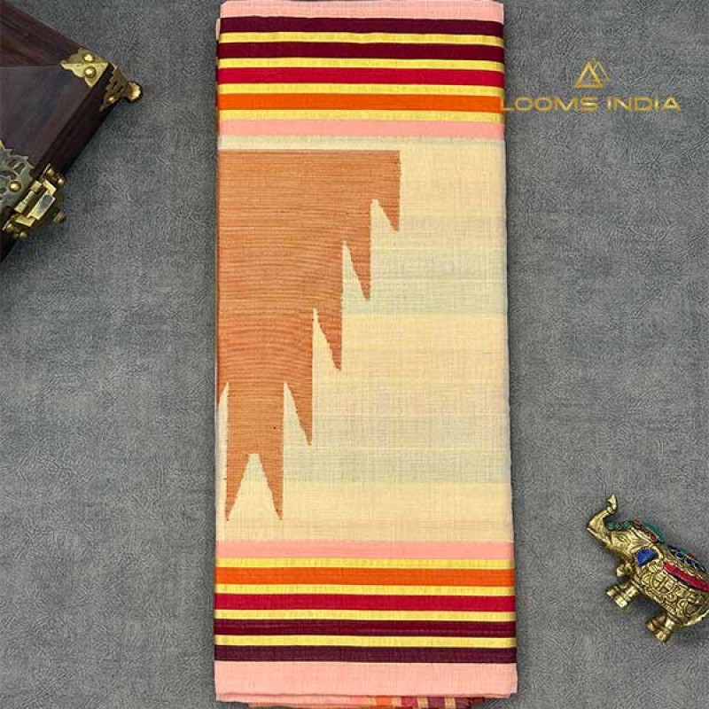 TEMPLE MULTI COLOUR PURE HANDLOOM KERALA SAREE