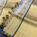 Balaramapuram Unakkupavu Tissue Single Set Mundu – Golden Kasavu with Green Piping & Chuttikkara Design